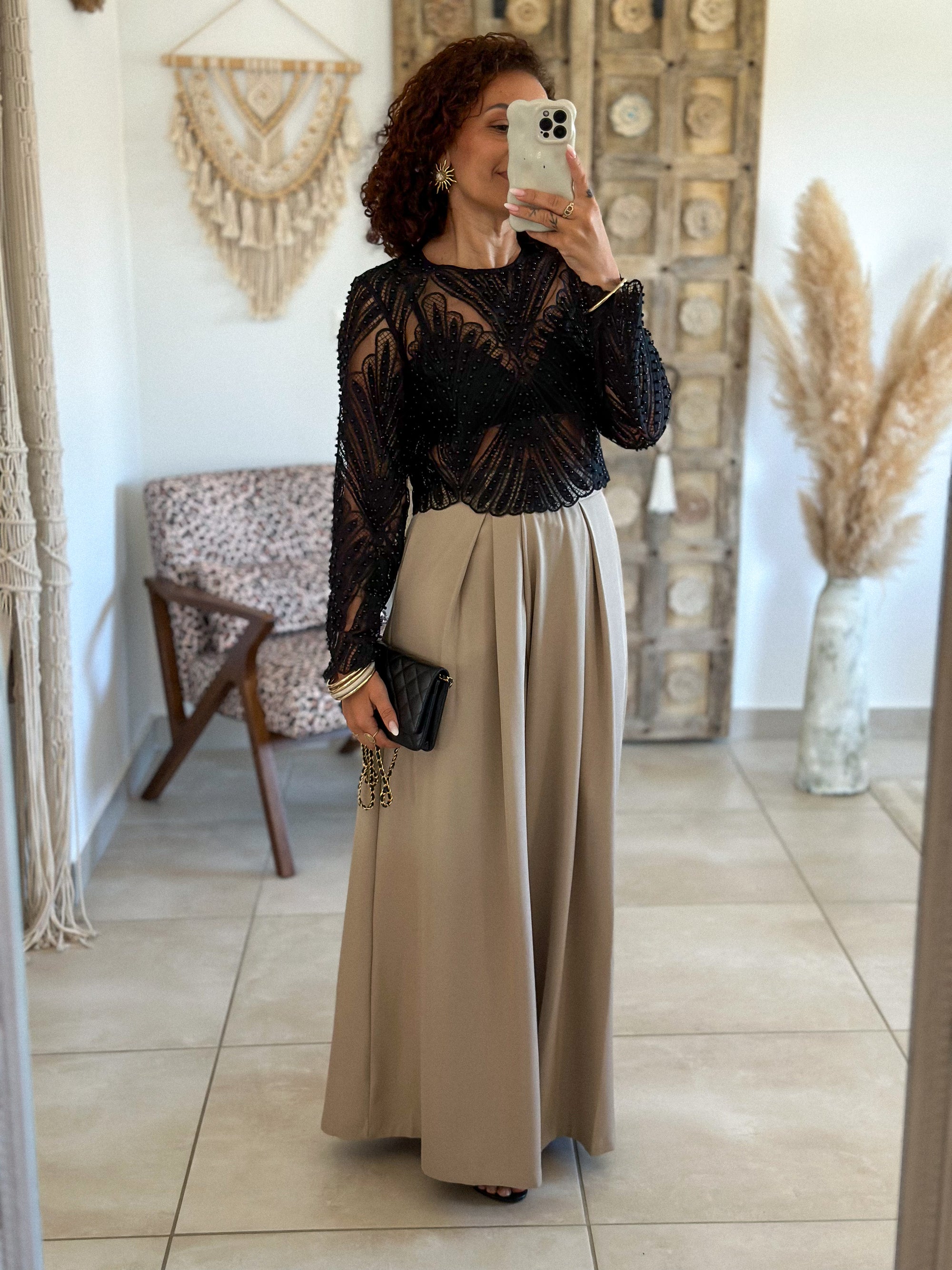 Pantalon Parfait - Palazzo à scratch beige