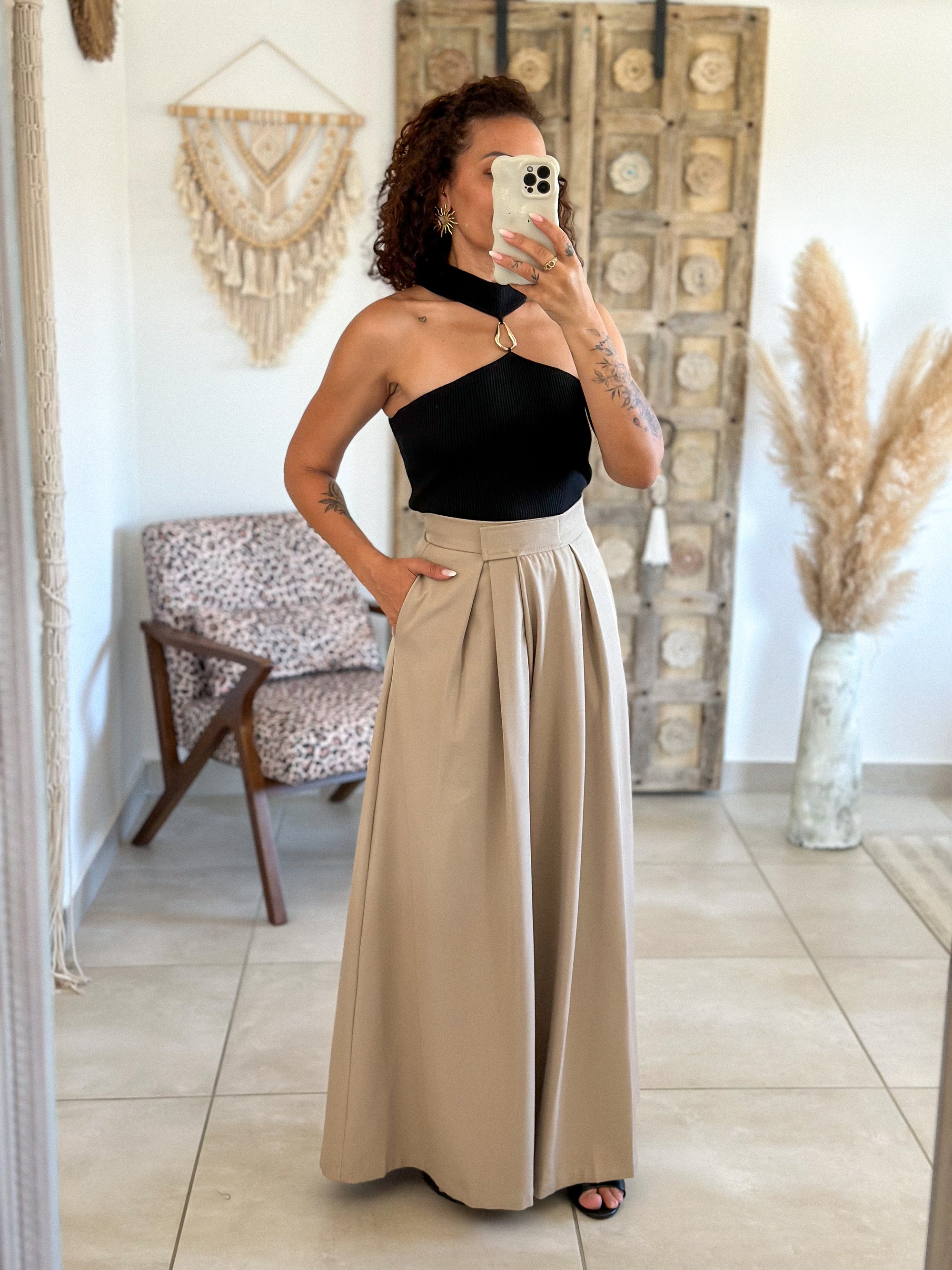 Pantalon Parfait - Palazzo à scratch beige