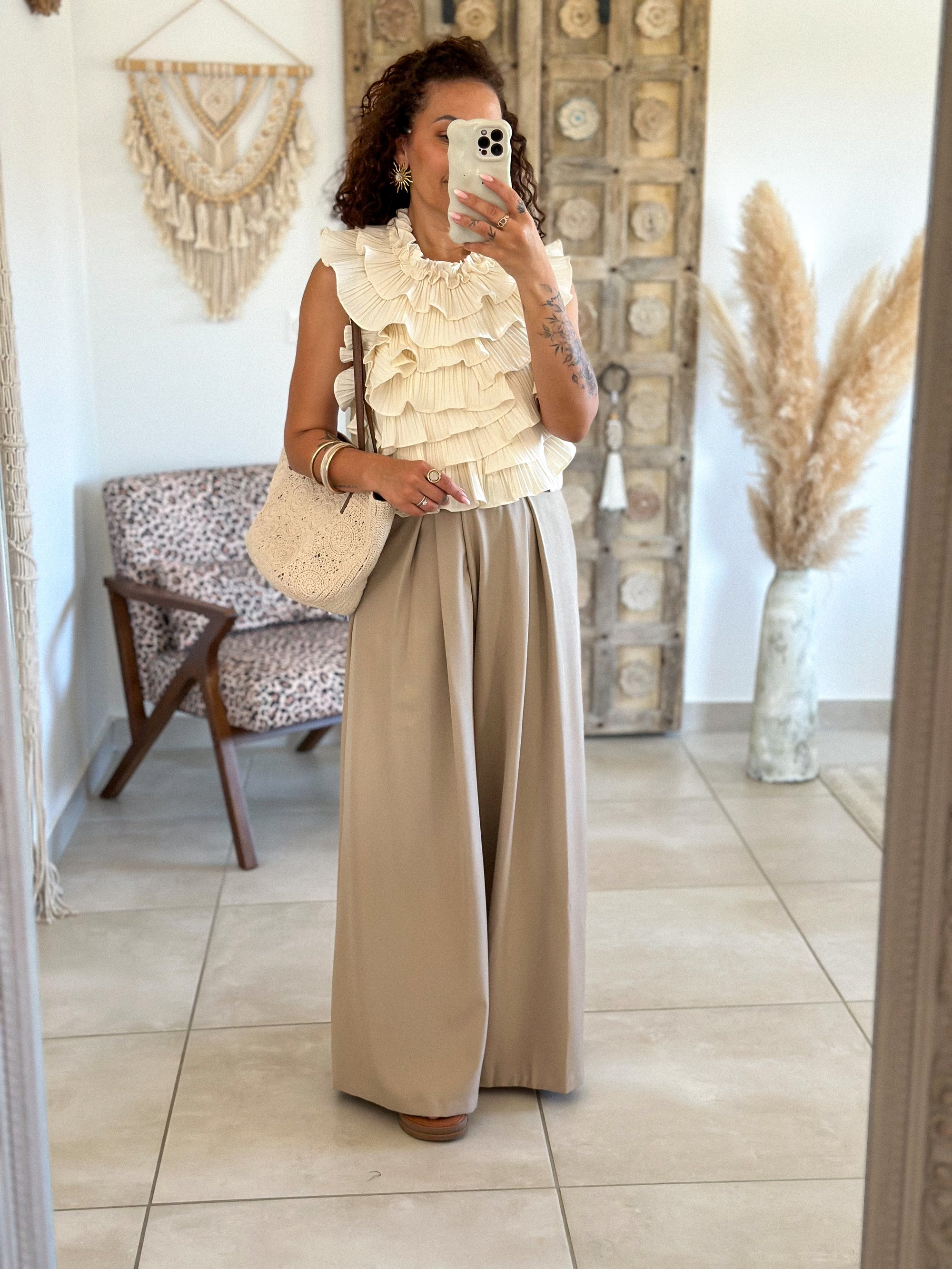 Pantalon Parfait - Palazzo à scratch beige