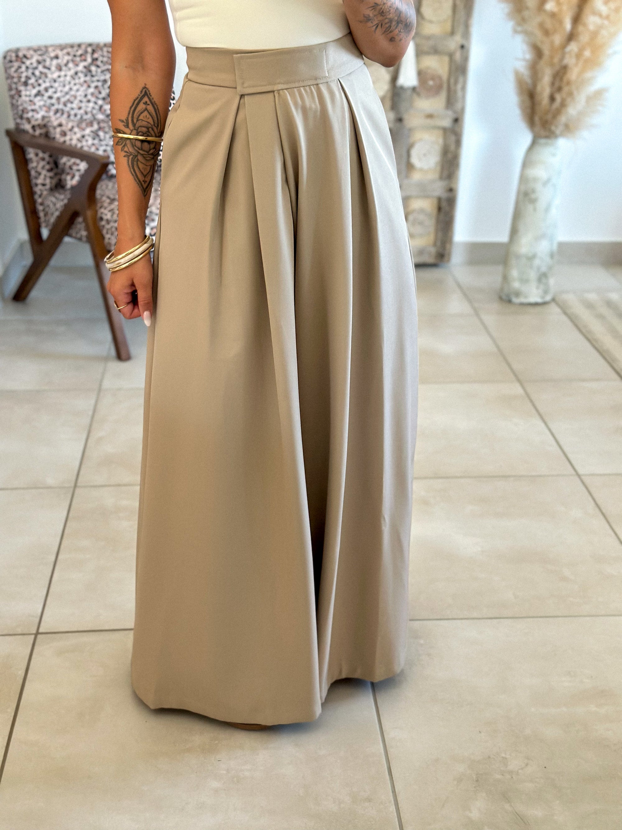 Pantalon Parfait - Palazzo à scratch beige
