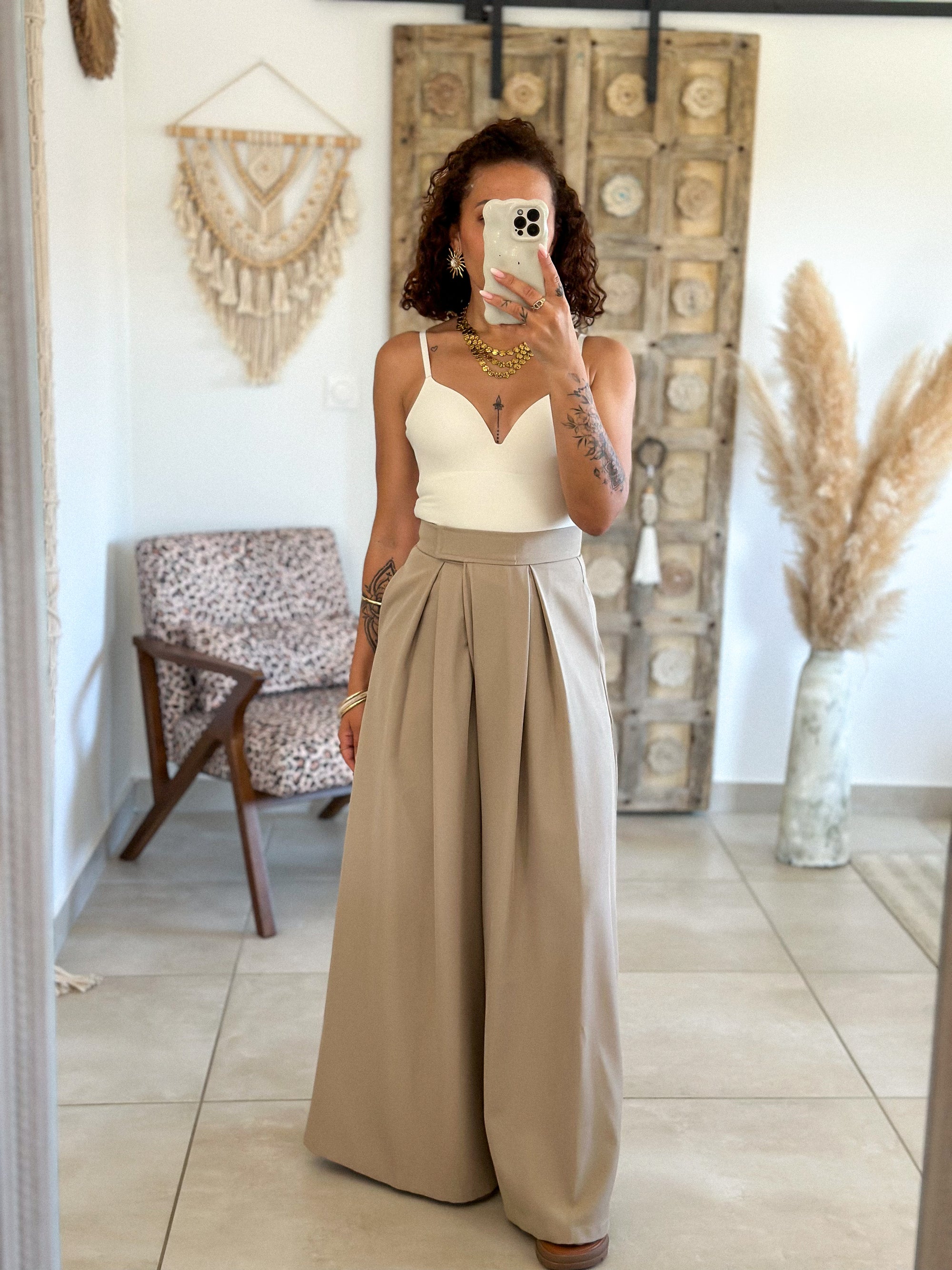 Pantalon Parfait - Palazzo à scratch beige