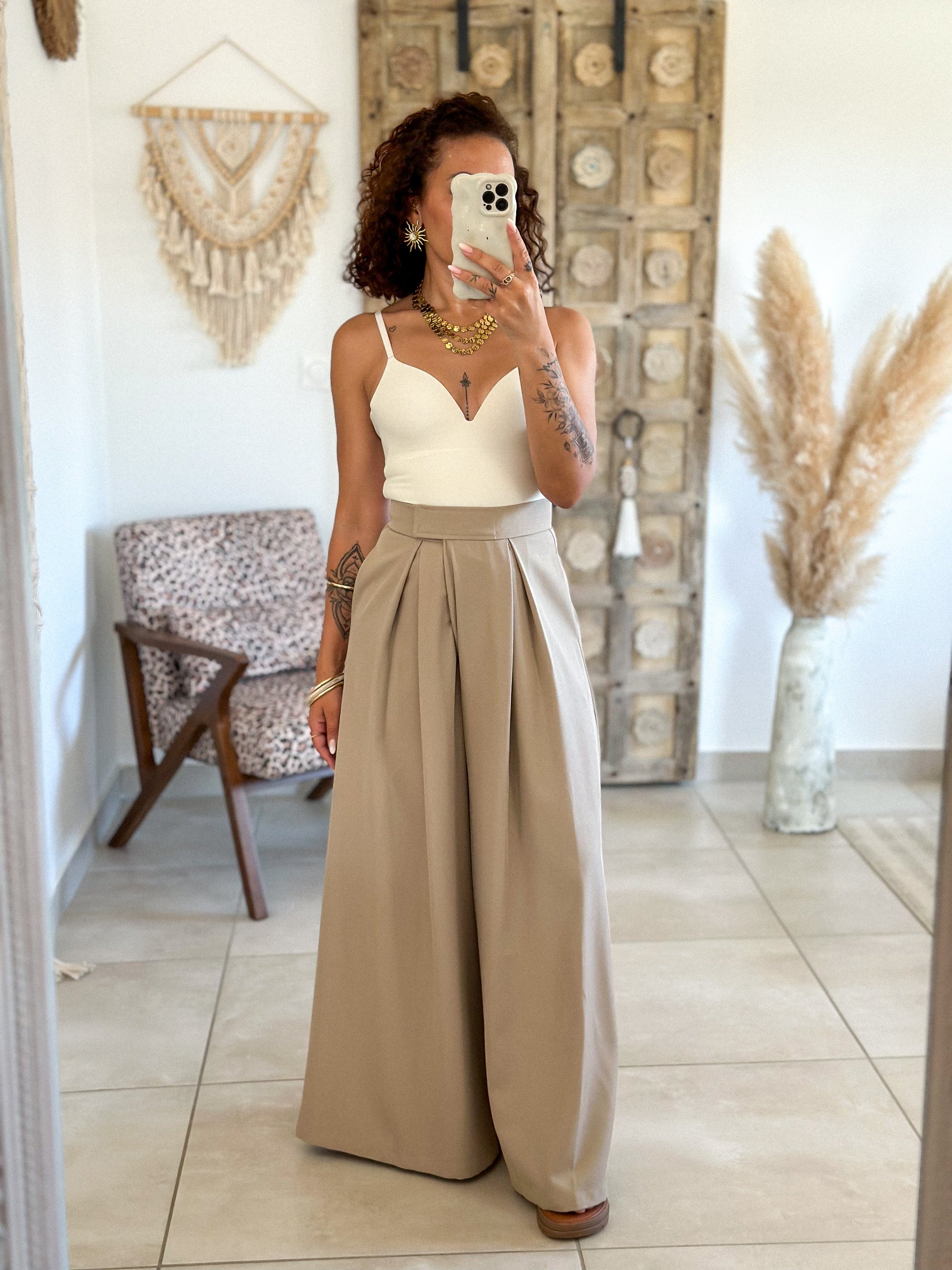 Pantalon Parfait - Palazzo à scratch beige