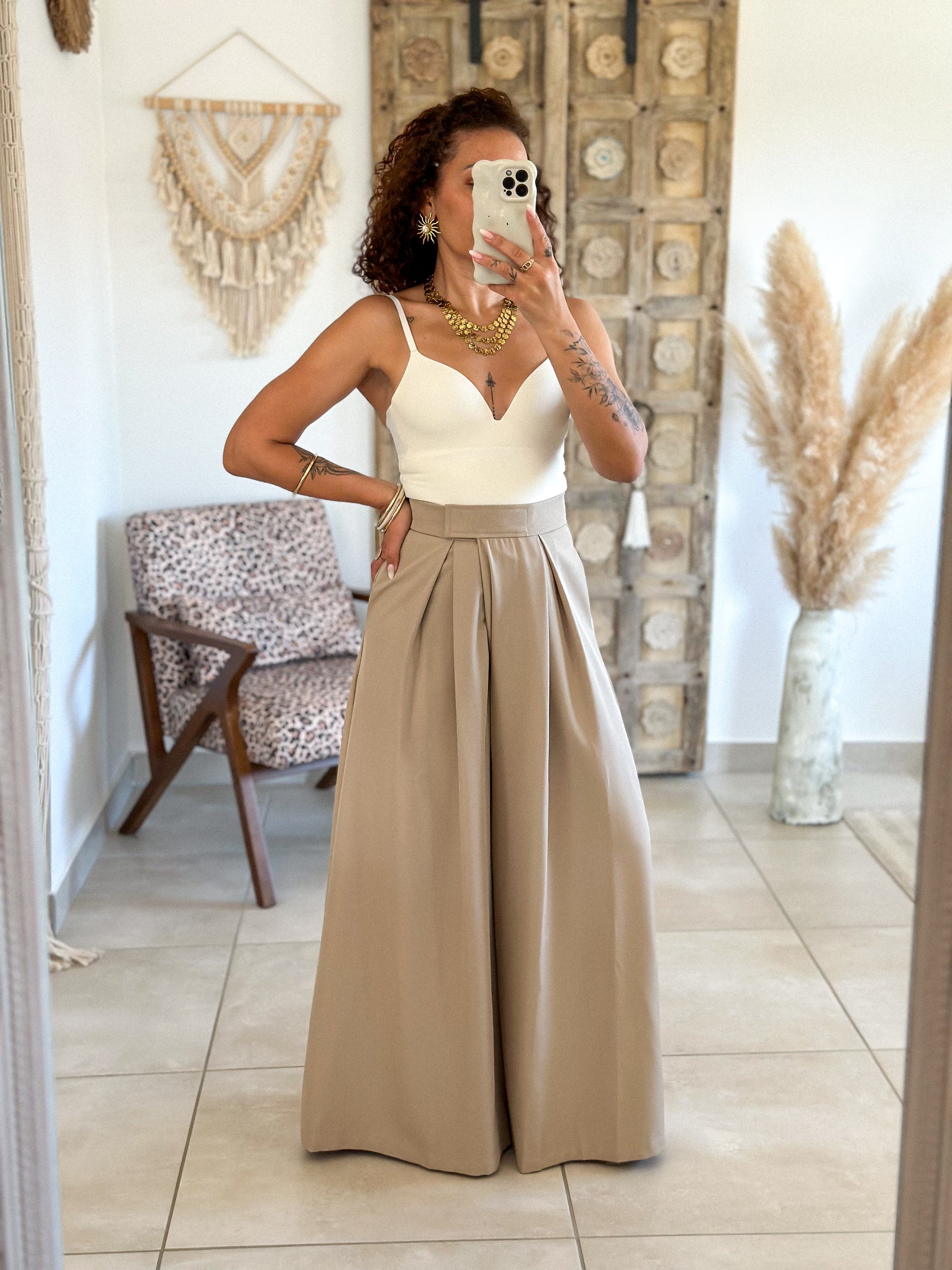 Pantalon Parfait - Palazzo à scratch beige