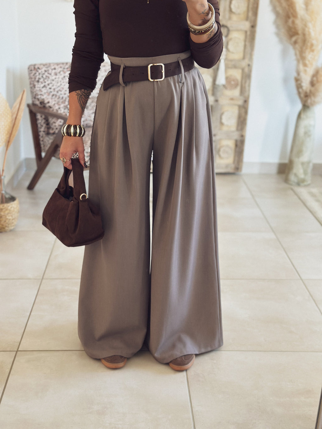 Pantalon Naïla – Palazzo gris