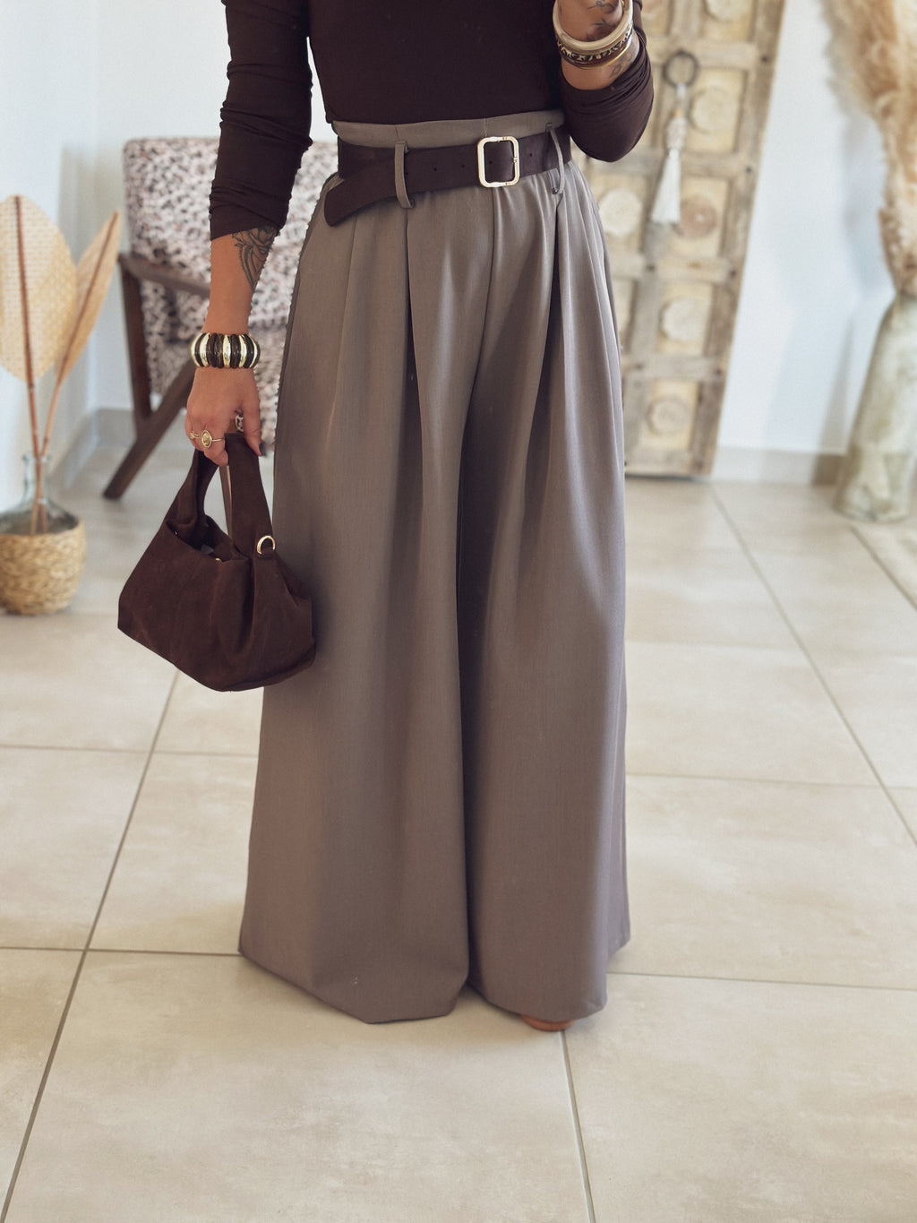 Pantalon Naïla – Palazzo gris