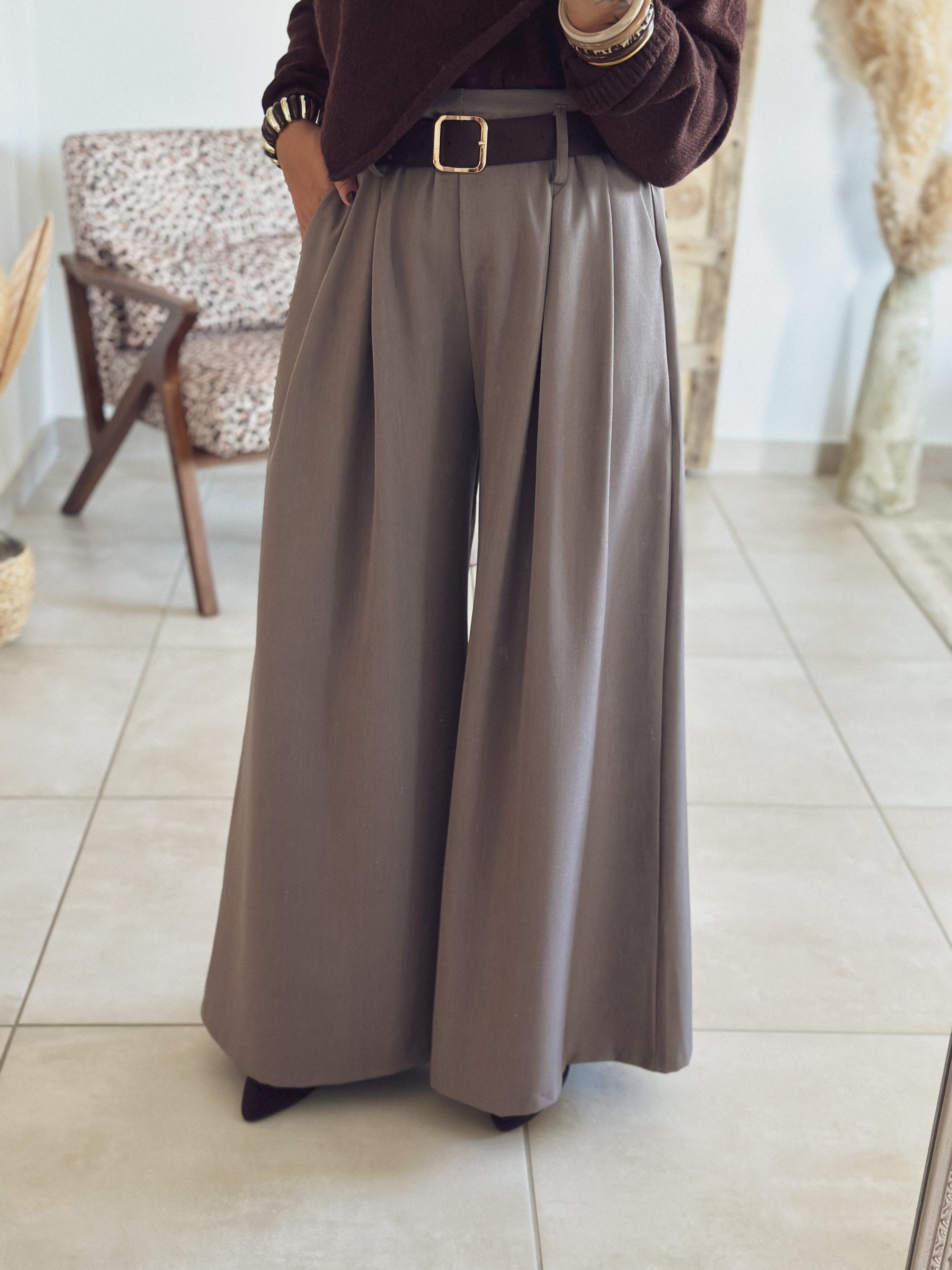 Pantalon Naïla – Palazzo gris