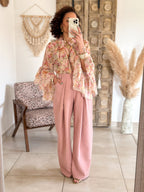 Pantalon Jess - large à pince rose