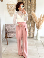 Pantalon Jess - large à pince rose
