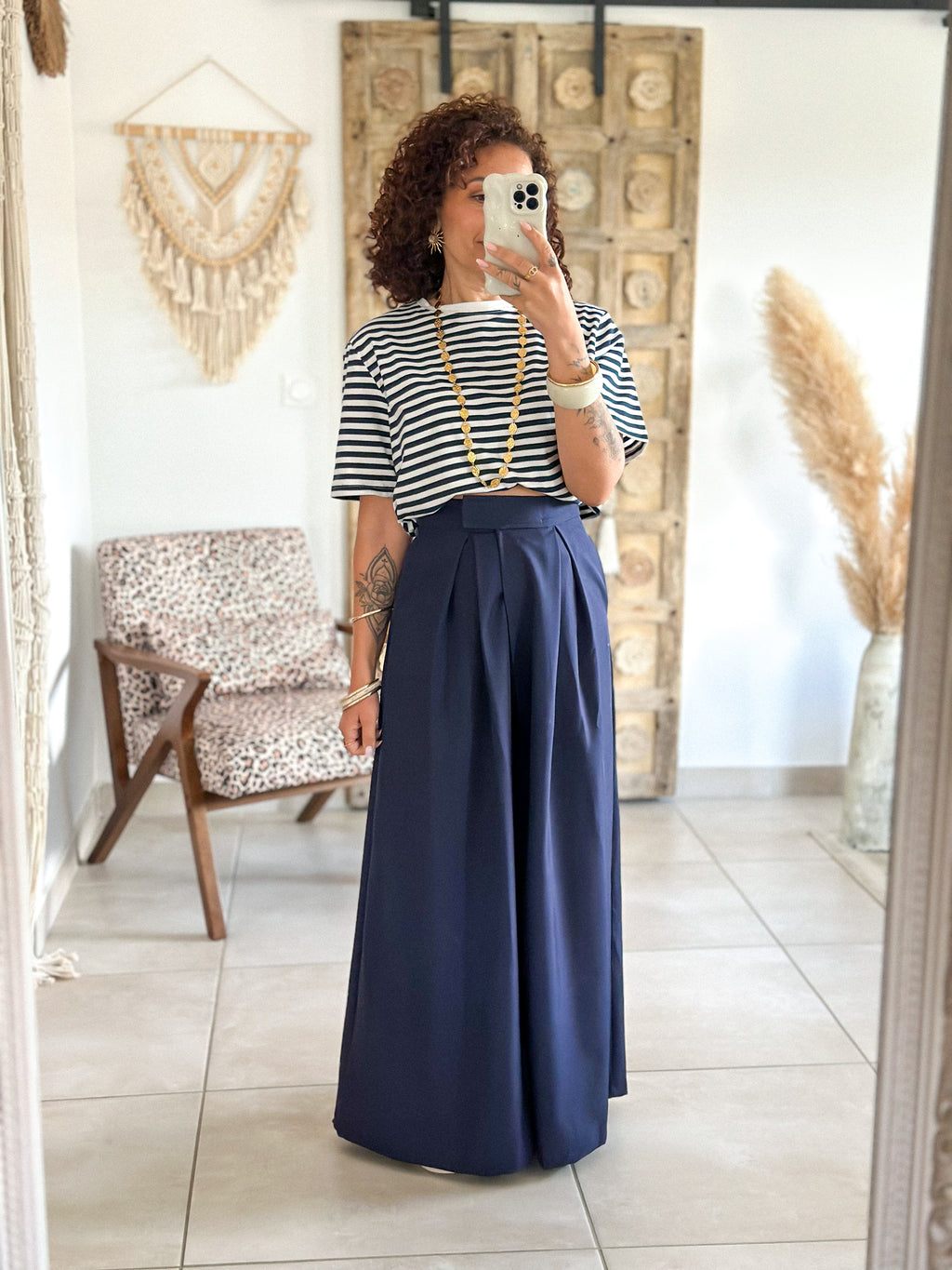 Pantalon Parfait - Palazzo à scratch marine