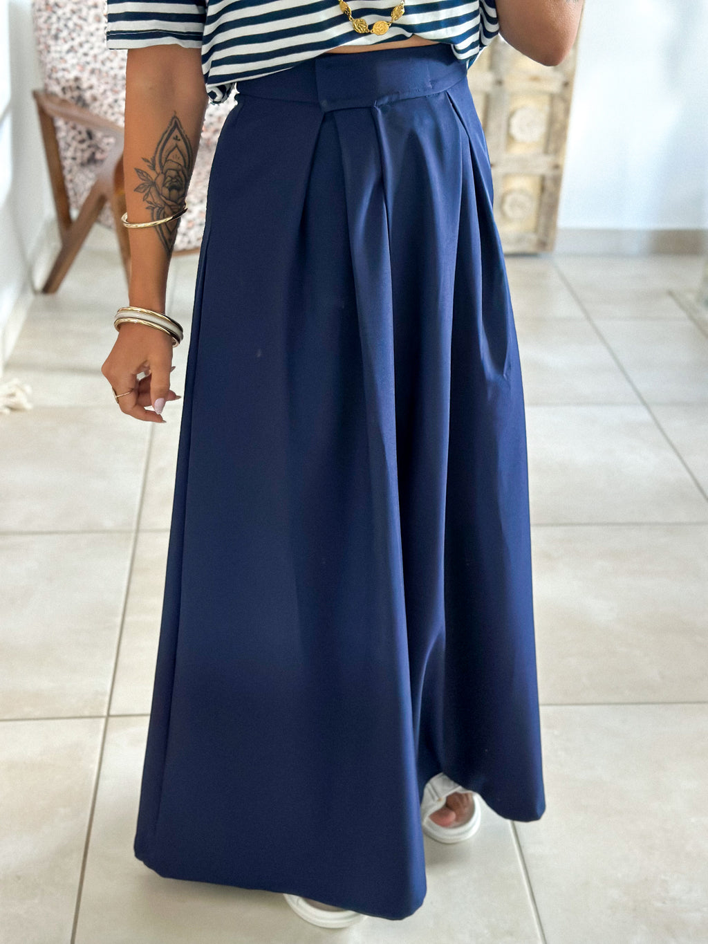 Pantalon Parfait - Palazzo à scratch marine