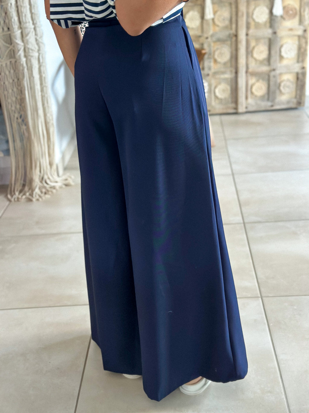 Pantalon Parfait - Palazzo à scratch marine