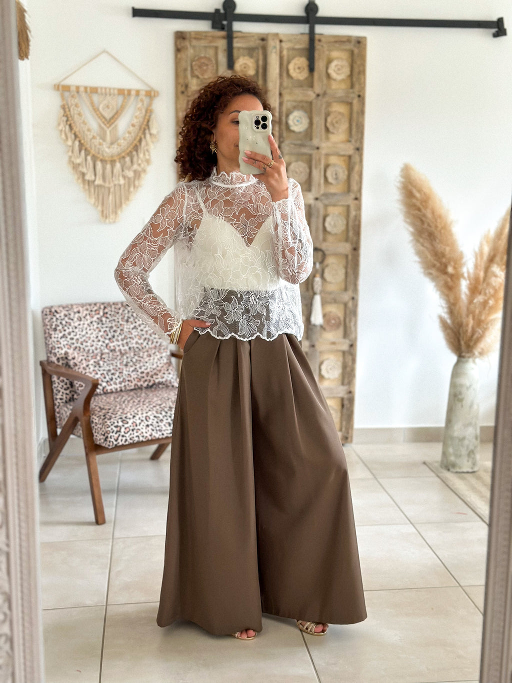 Pantalon Parfait - Palazzo à scratch marron