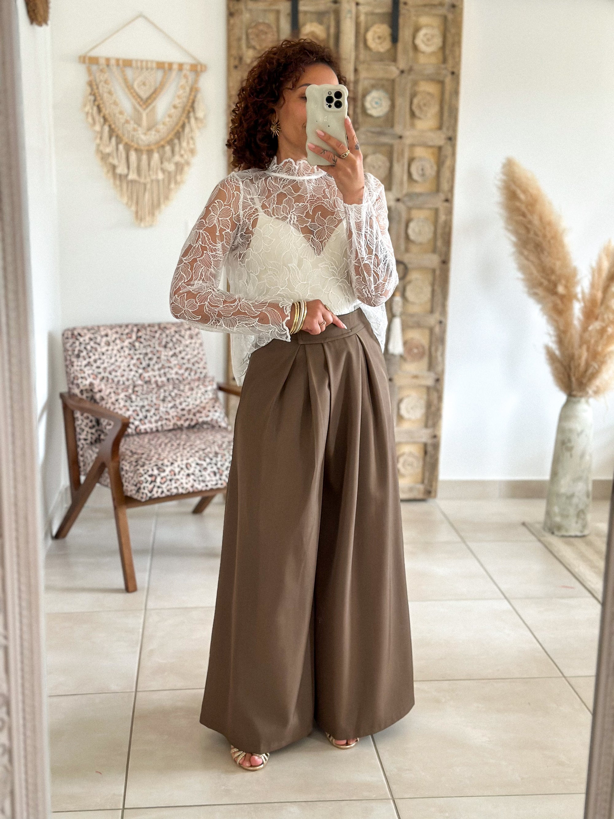 Pantalon Parfait - Palazzo à scratch marron