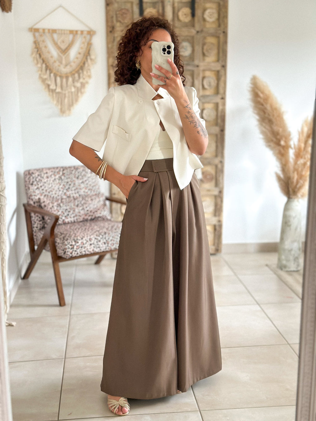 Pantalon Parfait - Palazzo à scratch marron