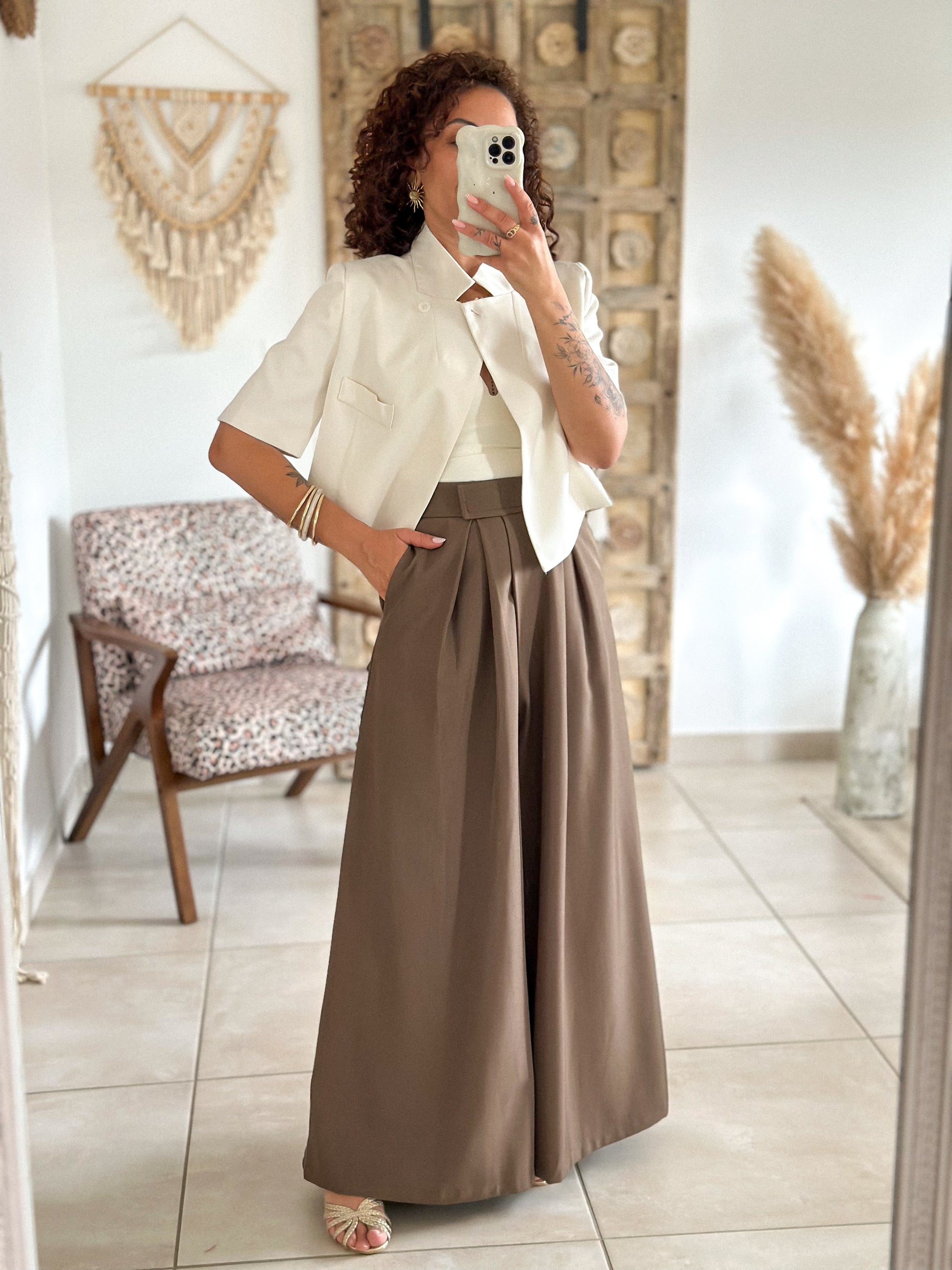 Pantalon Parfait - Palazzo à scratch marron