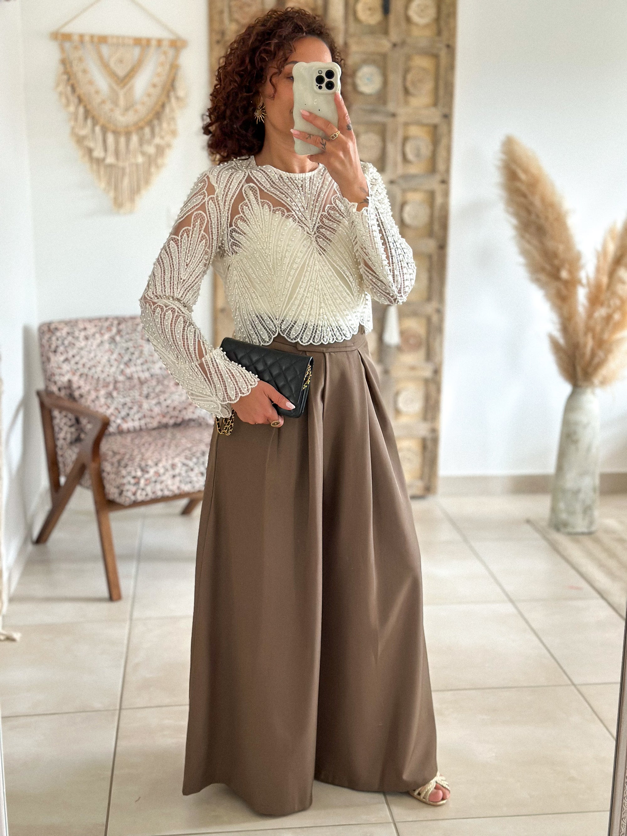 Pantalon Parfait - Palazzo à scratch marron