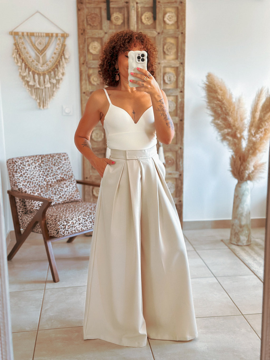 Pantalon Parfait - Palazzo à scratch écru