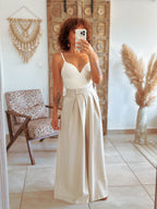 Pantalon Parfait - Palazzo à scratch écru