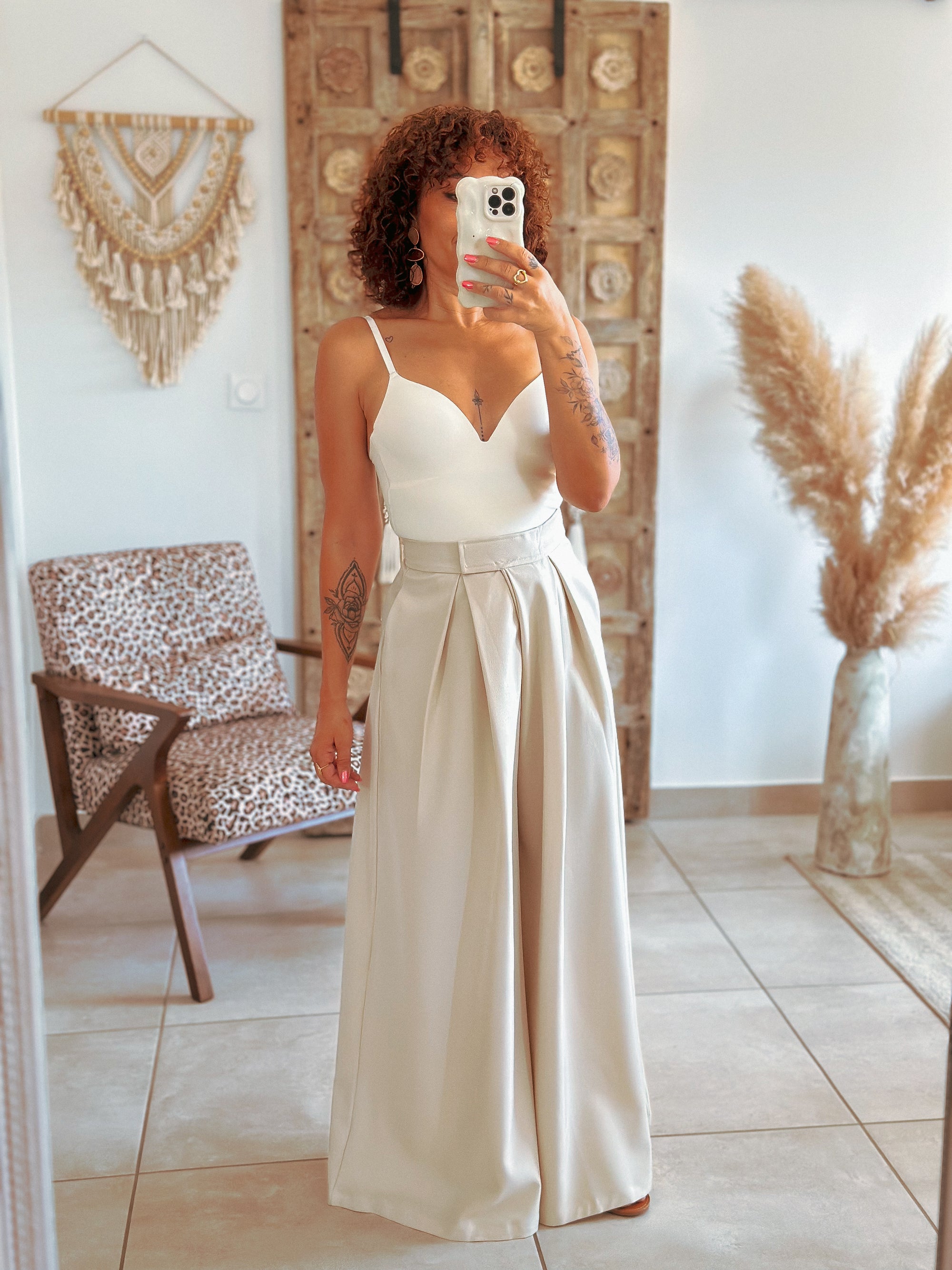 Pantalon Parfait - Palazzo à scratch écru