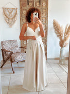 Pantalon Parfait - Palazzo à scratch écru