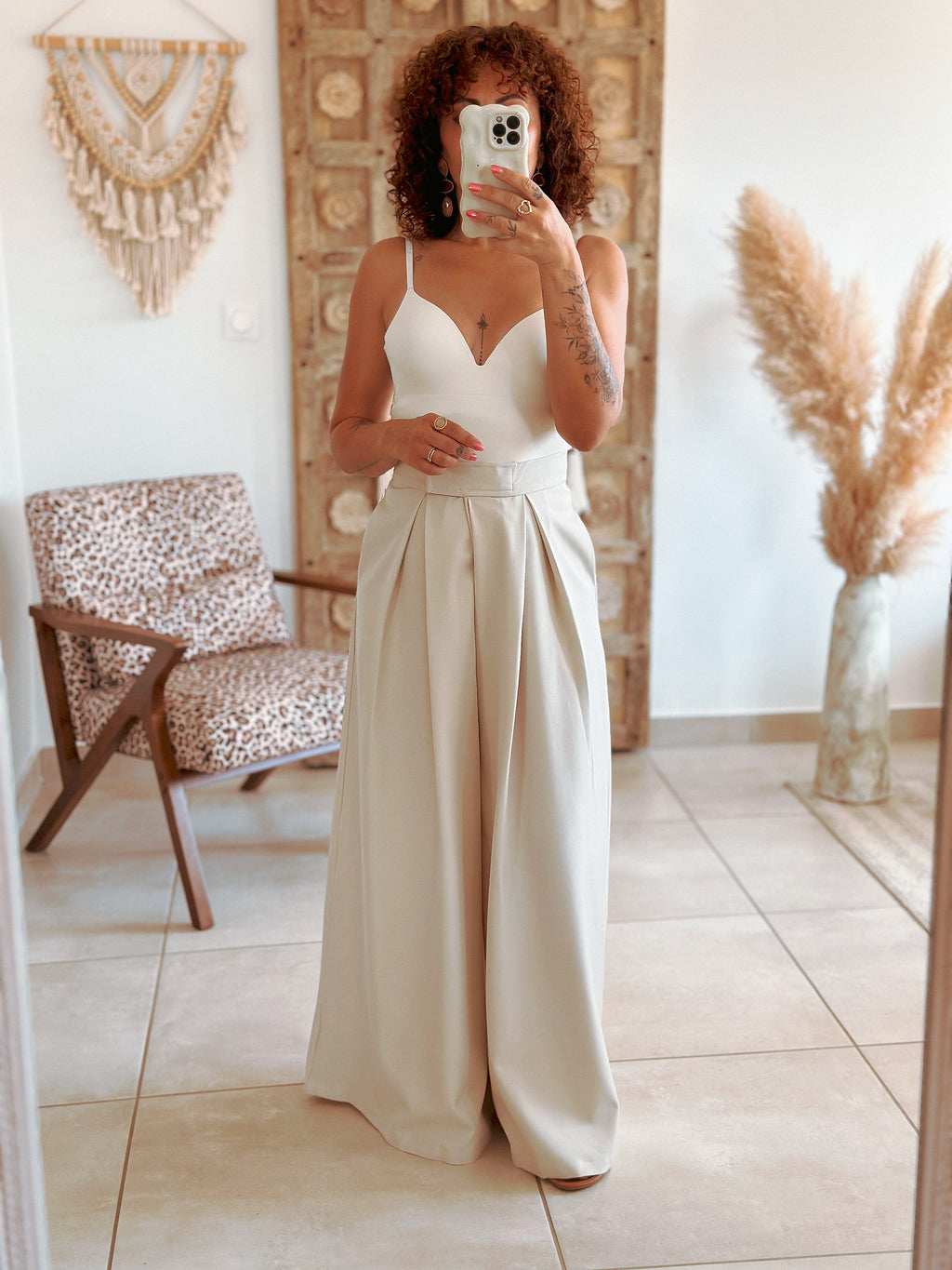 Pantalon Parfait - Palazzo à scratch écru