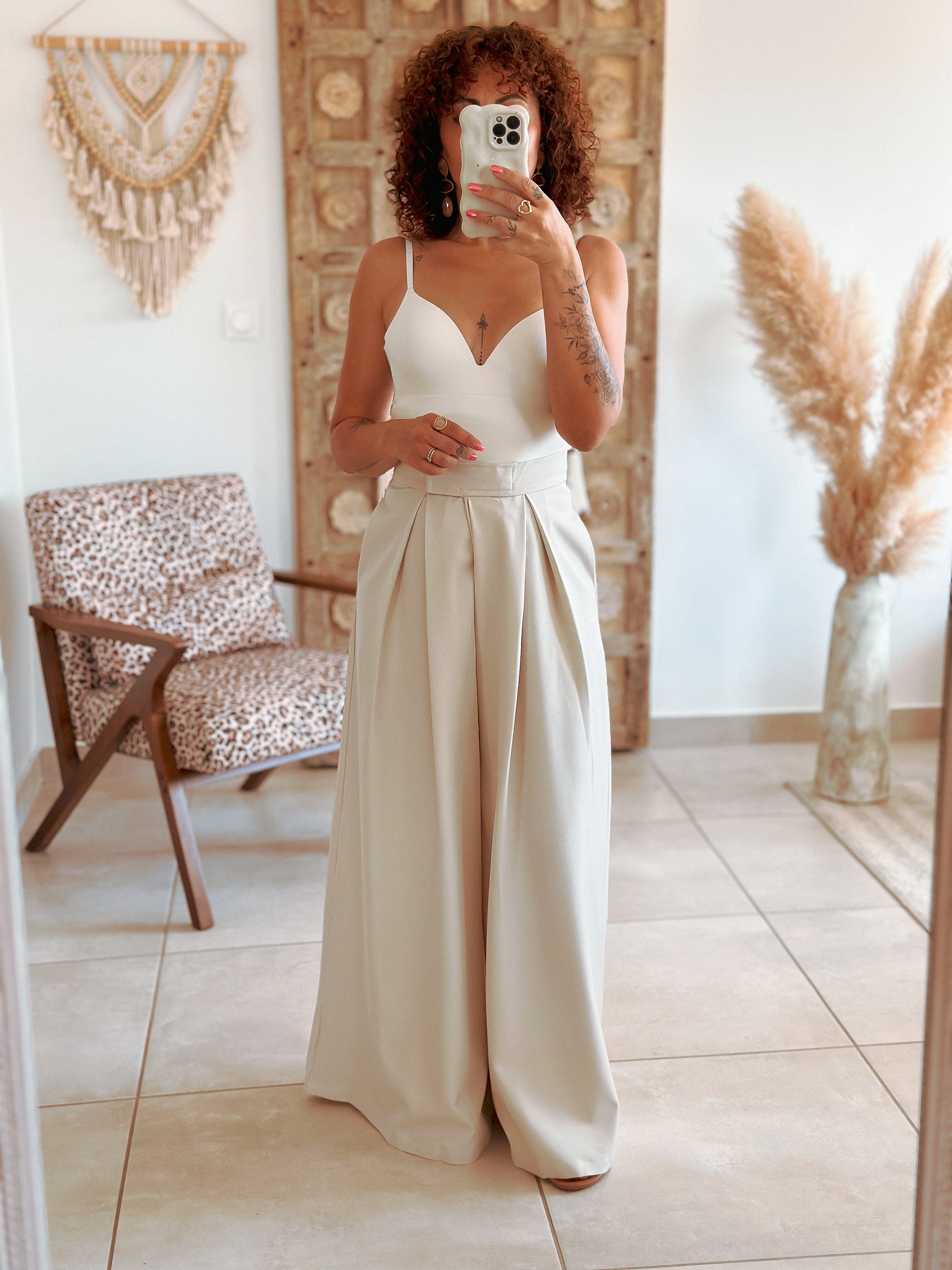 Pantalon Parfait - Palazzo à scratch écru