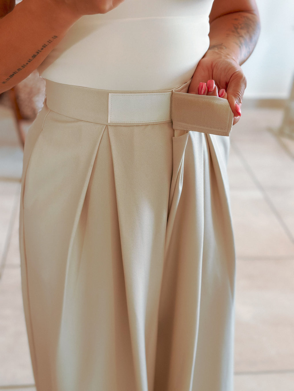 Pantalon Parfait - Palazzo à scratch écru