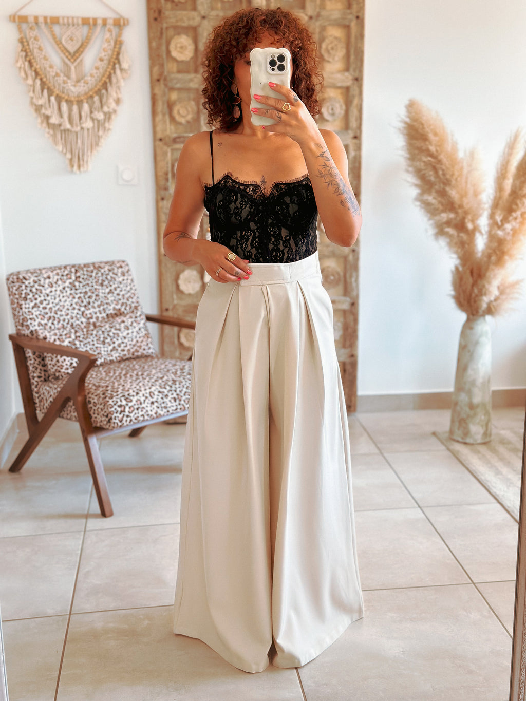 Pantalon Parfait - Palazzo à scratch écru