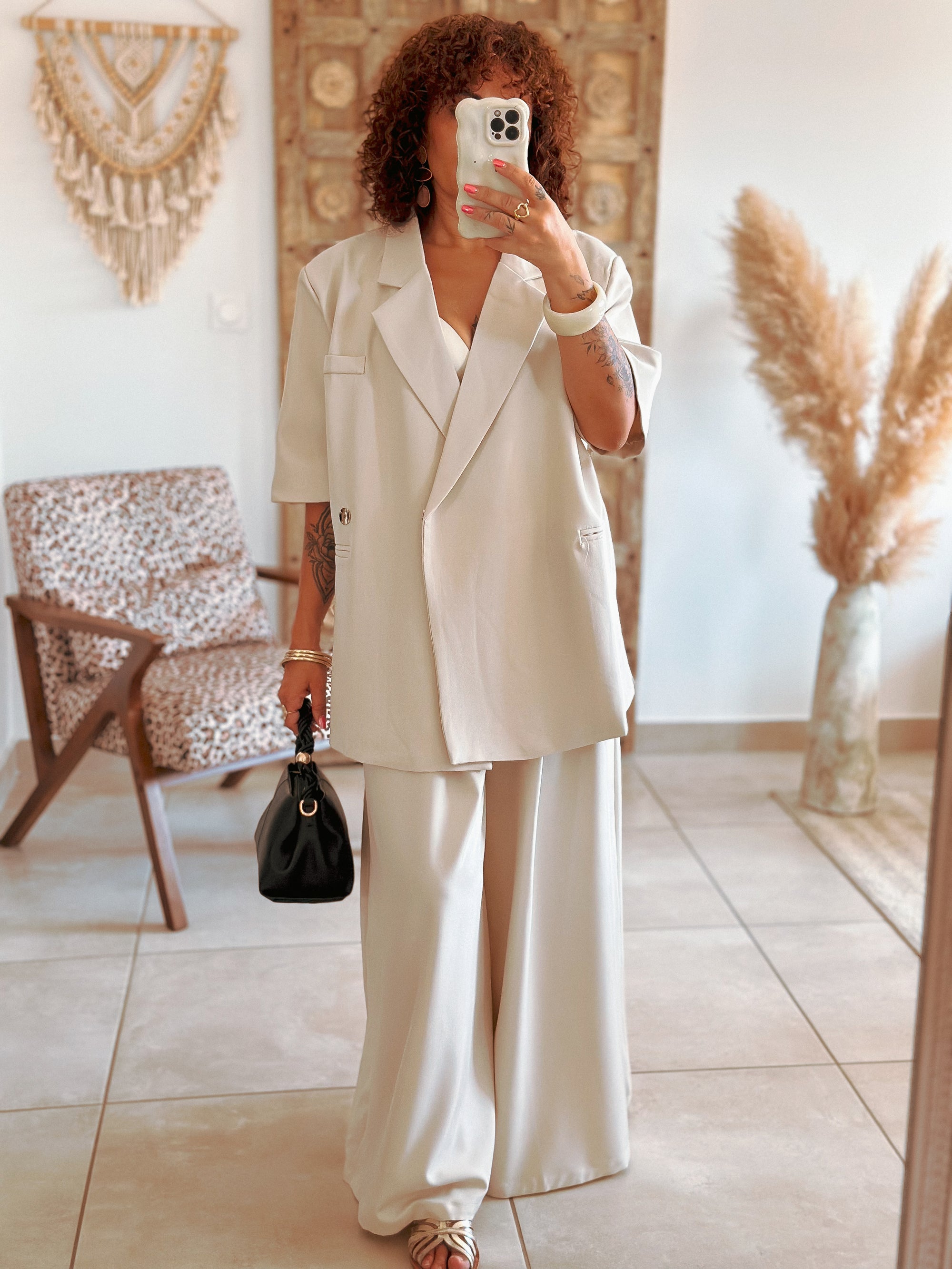 Pantalon Parfait - Palazzo à scratch écru