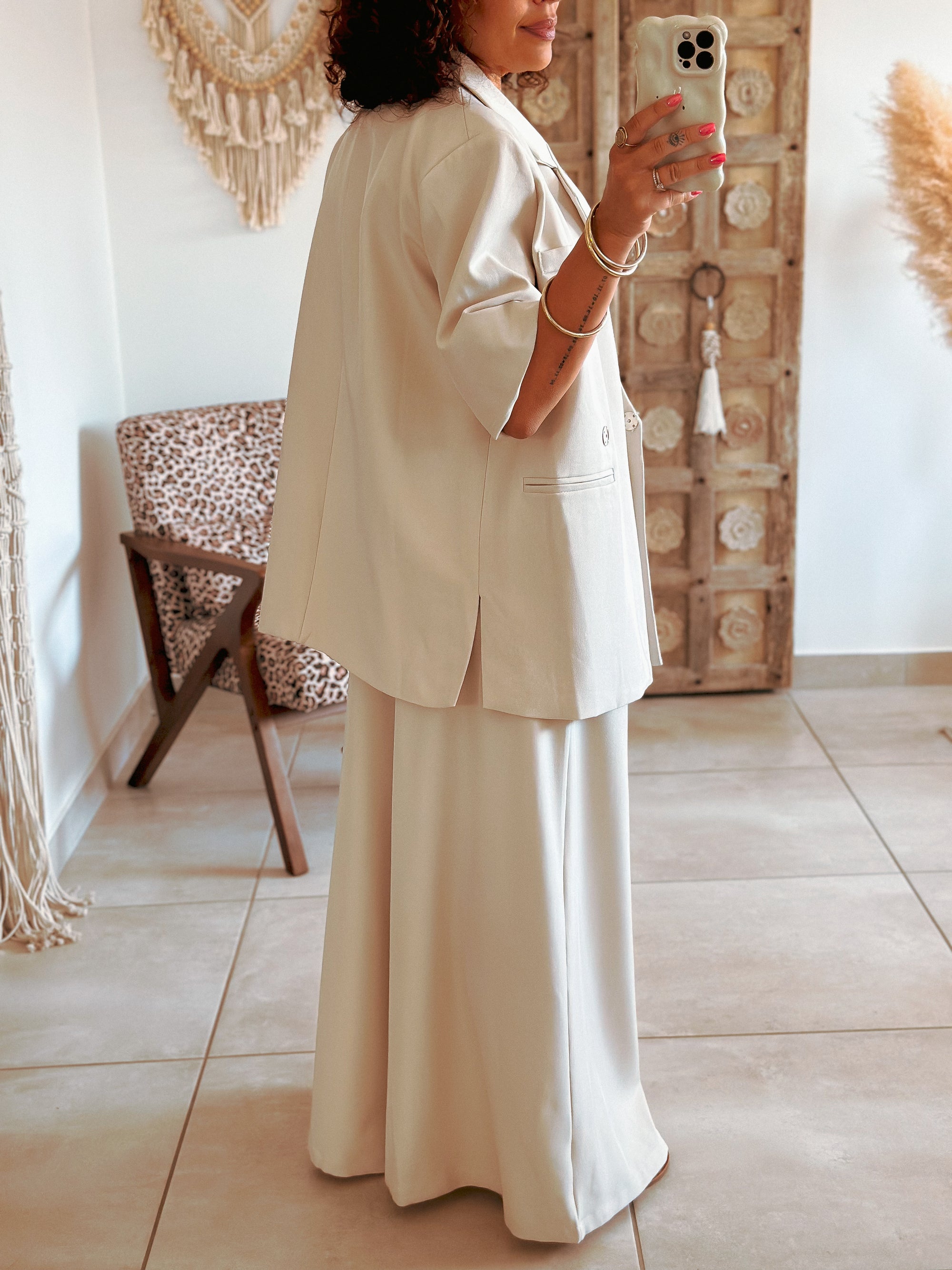 Pantalon Parfait - Palazzo à scratch écru