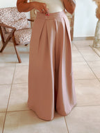 Pantalon Parfait - Palazzo à scratch rose poudré