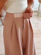 Pantalon Parfait - Palazzo à scratch rose poudré