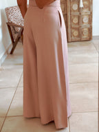 Pantalon Parfait - Palazzo à scratch rose poudré