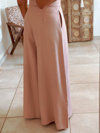 Pantalon Parfait - Palazzo à scratch rose poudré