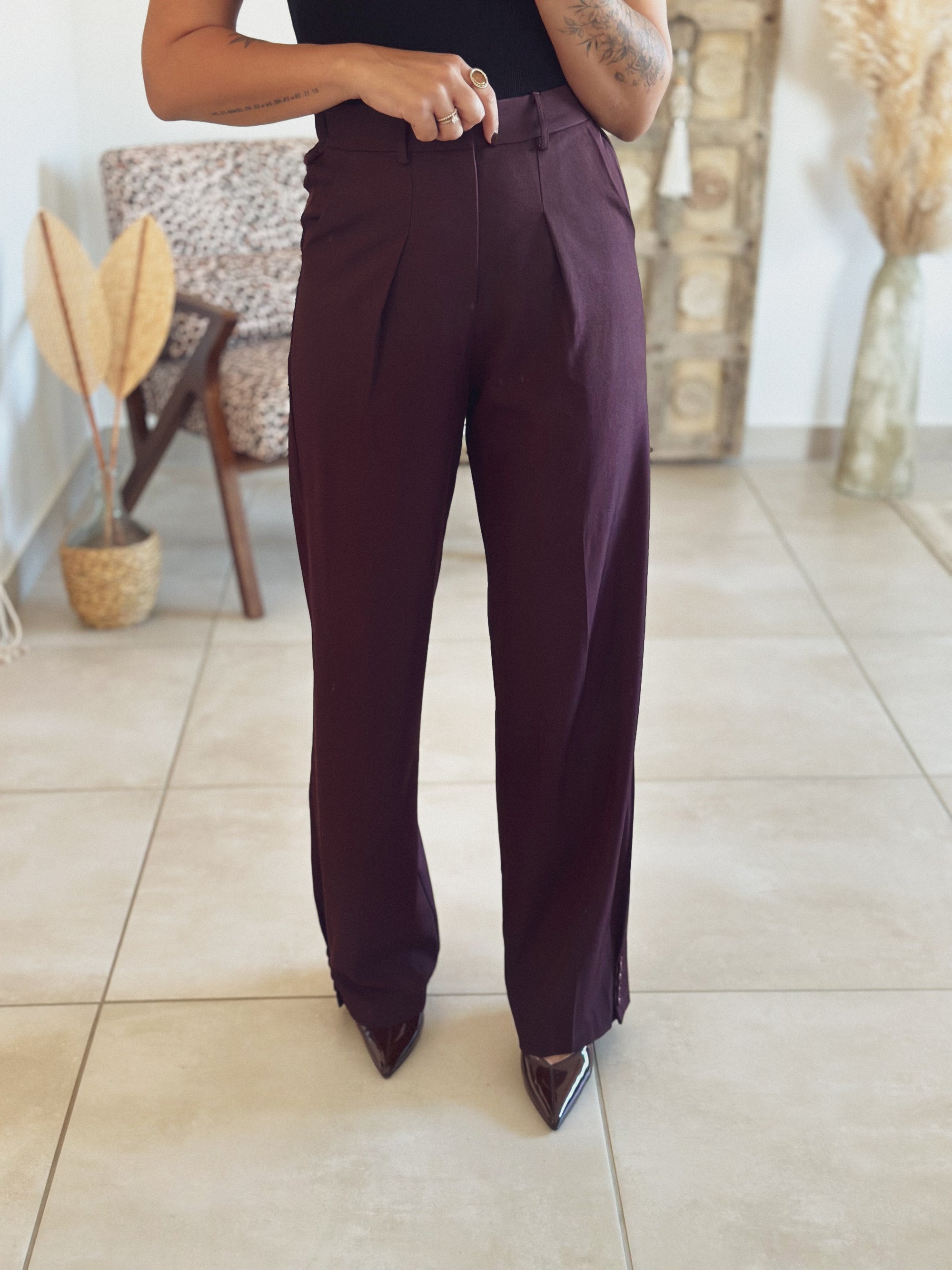 Pantalon Pauline – Droit bordeaux