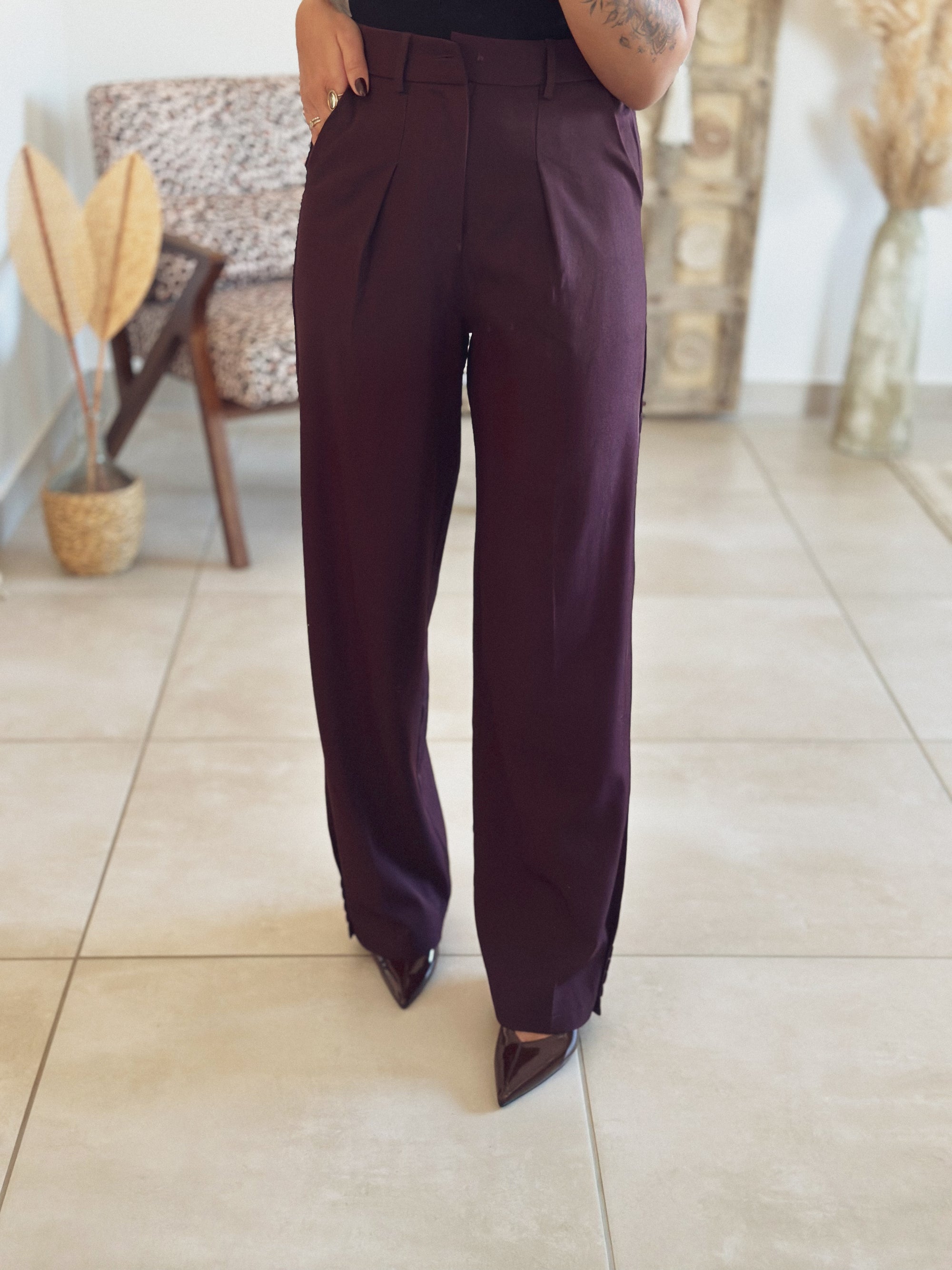 Pantalon Pauline – Droit bordeaux