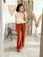 Pantalon Ibiza - Gaze de coton terracotta
