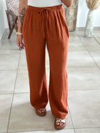 Pantalon Ibiza - Gaze de coton terracotta