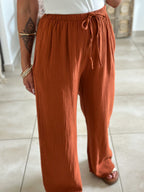 Pantalon Ibiza - Gaze de coton terracotta