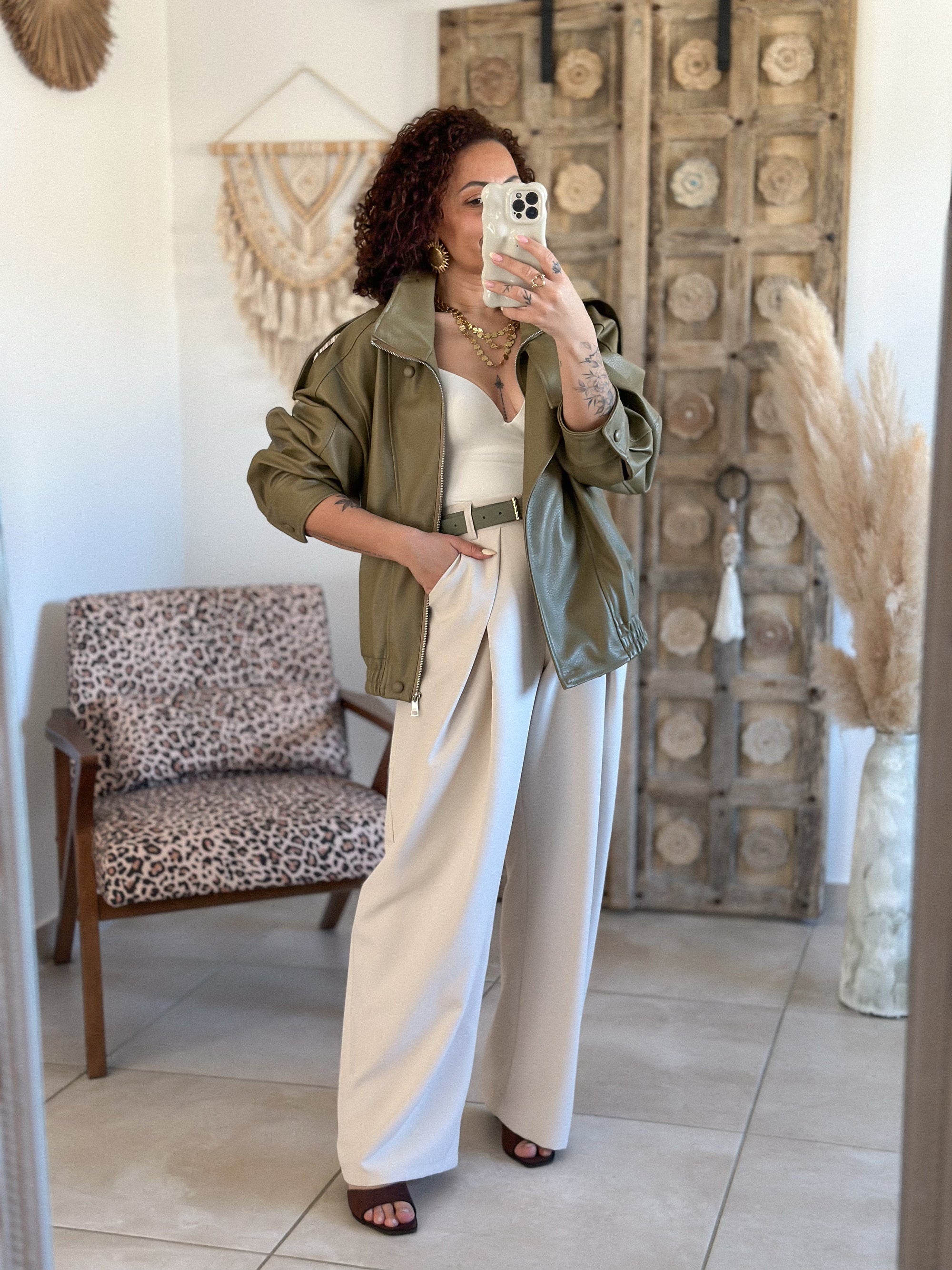 Pantalon Jess - large à pince ivoire