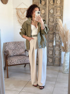 Pantalon Jess - large à pince ivoire