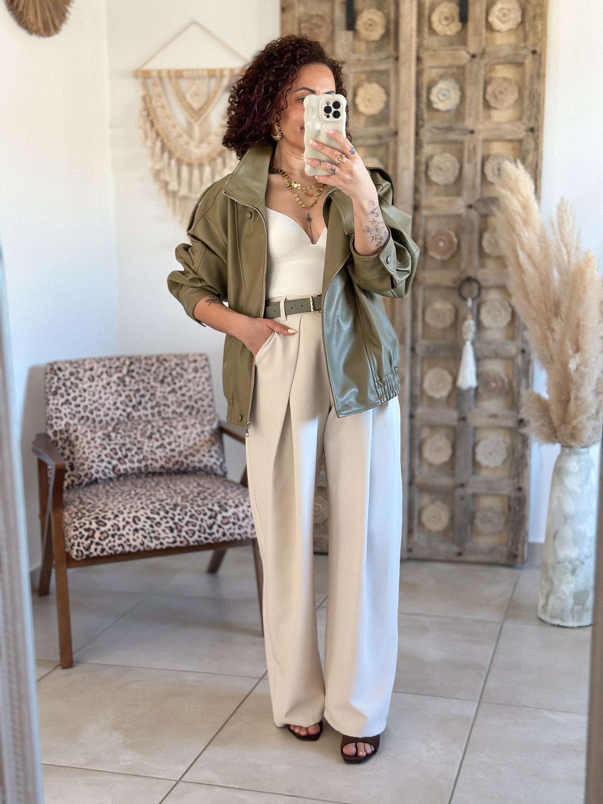 Pantalon Jess - large à pince ivoire