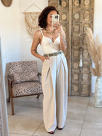 Pantalon Jess - large à pince ivoire