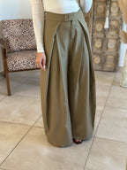 Pantalon Chella - Large à pince vert olive