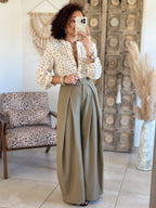 Pantalon Chella - Large à pince vert olive