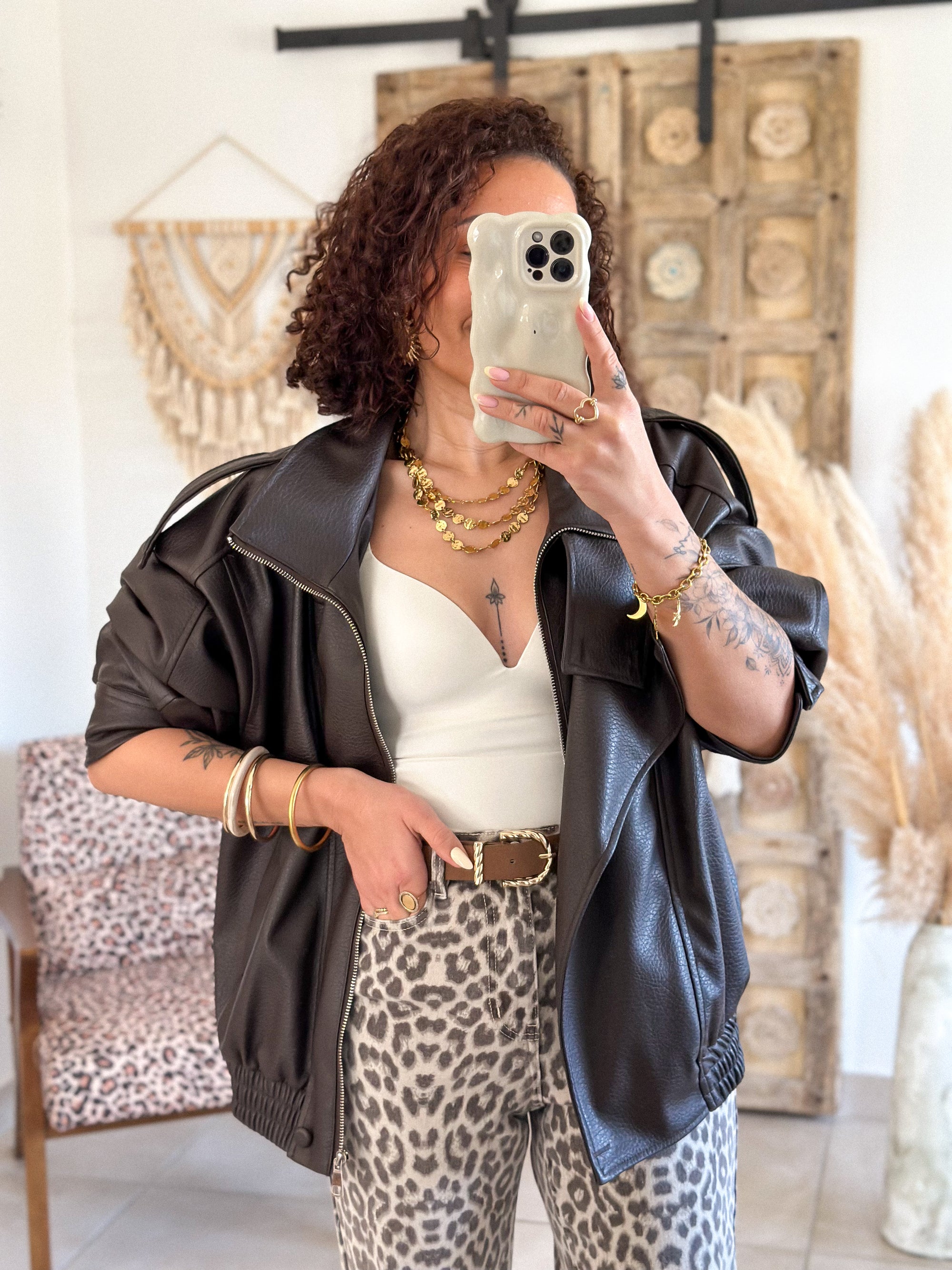 Perfecto Naïka - simili cuir marron