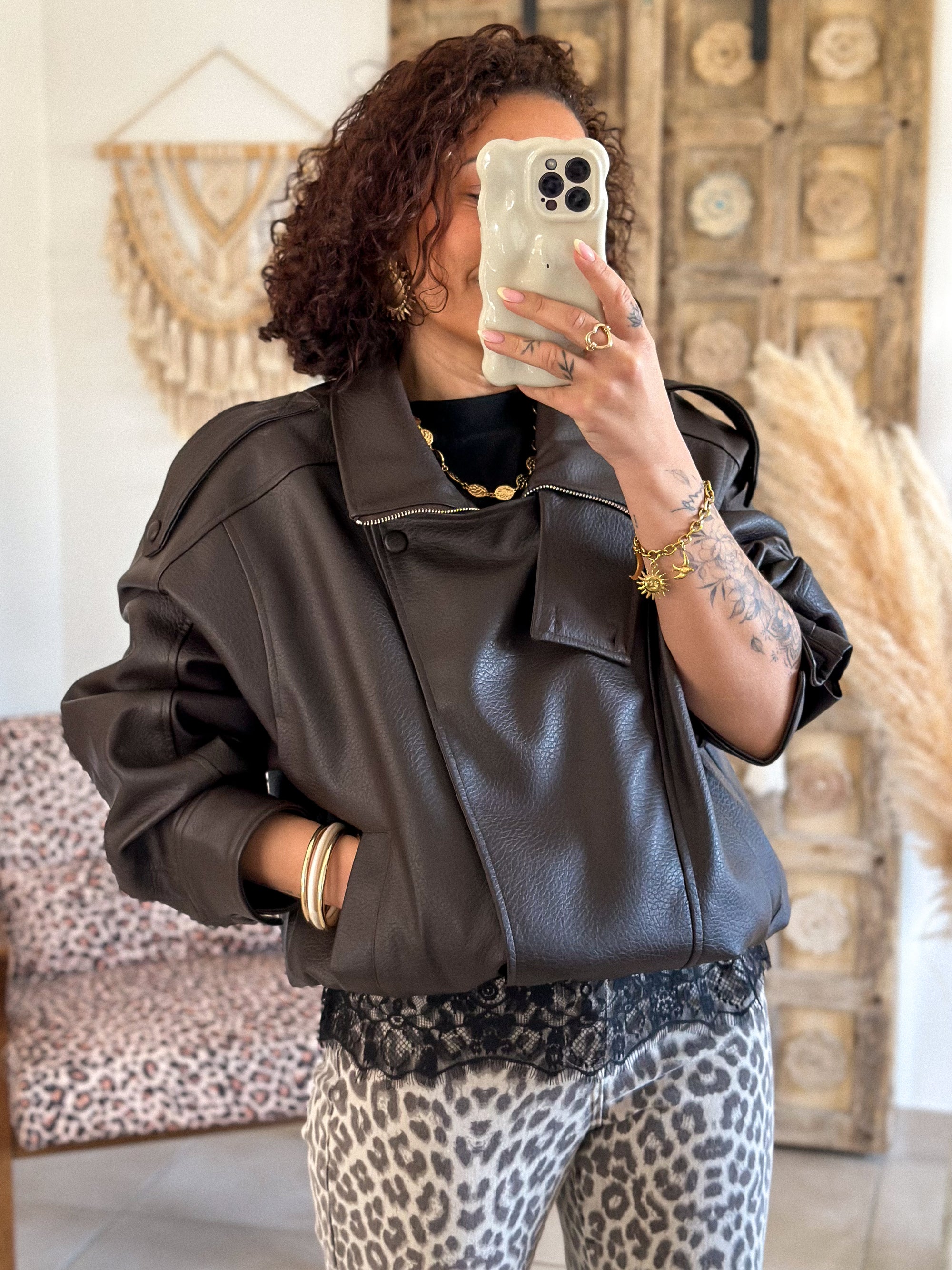 Perfecto Naïka - simili cuir marron