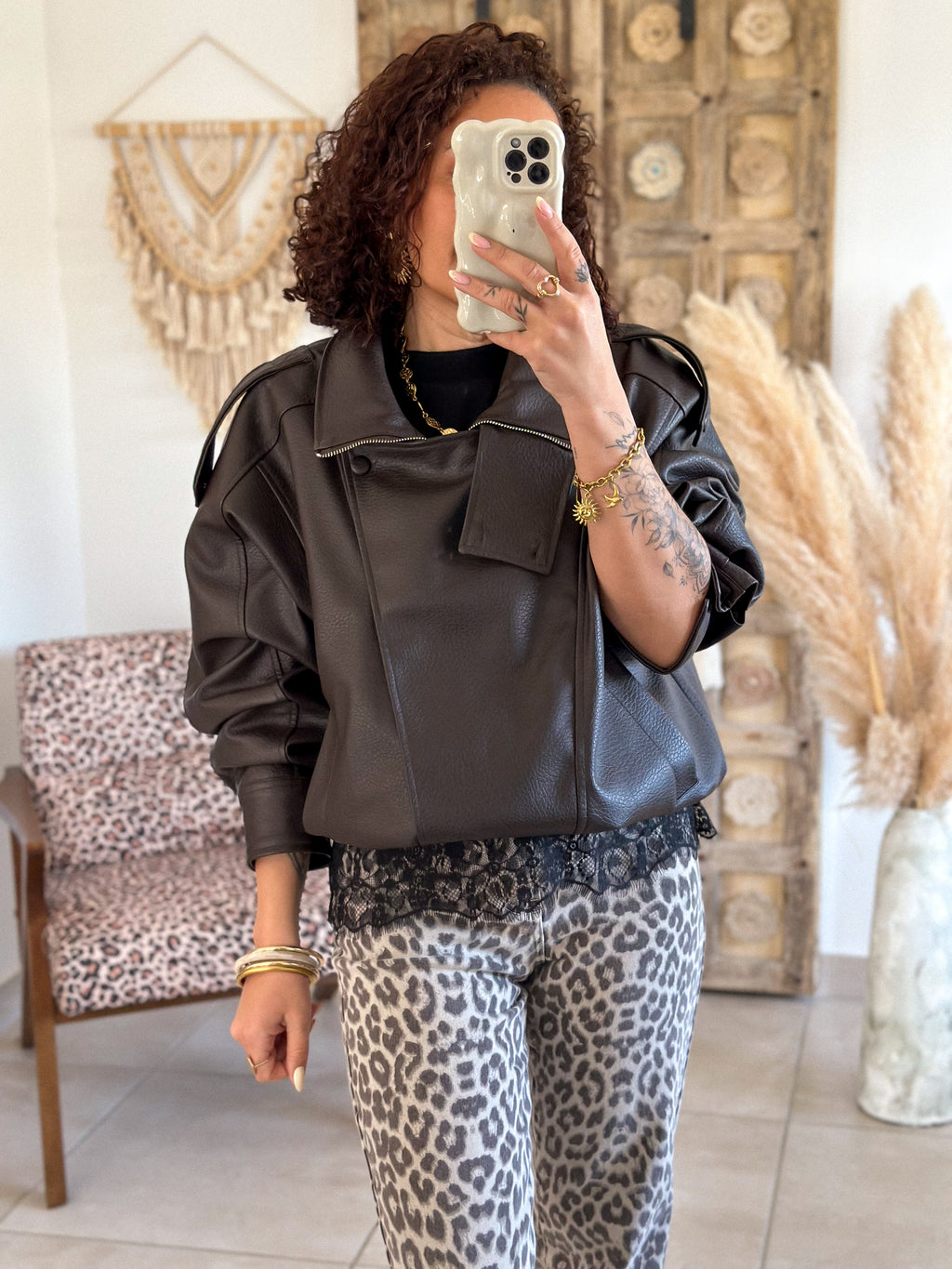 Perfecto Naïka - simili cuir marron