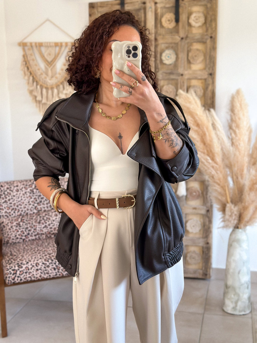 Perfecto Naïka - simili cuir marron