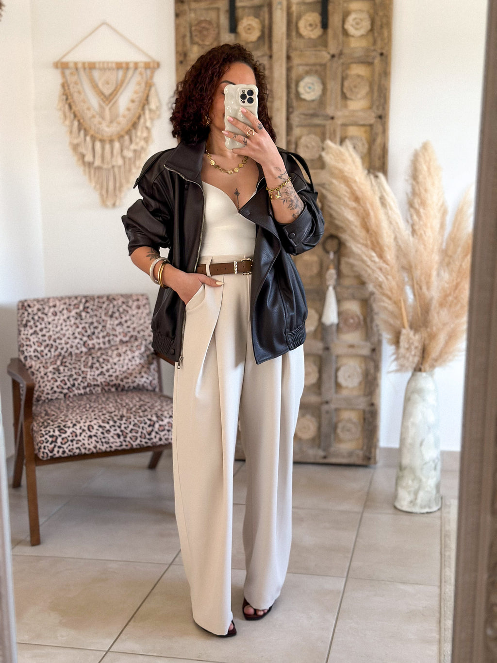 Perfecto Naïka - simili cuir marron